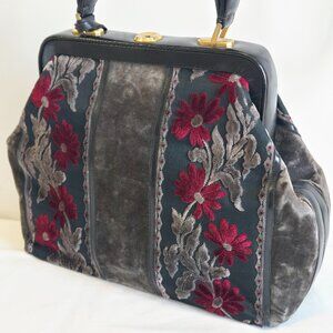 1950s VINTAGE BAG Made Italy Velvet Leather ROBERTA DI CAMERINO style BAGONGHI
